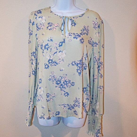 Lucky Brand Green Floral Top Size SP - Picture 1 of 5